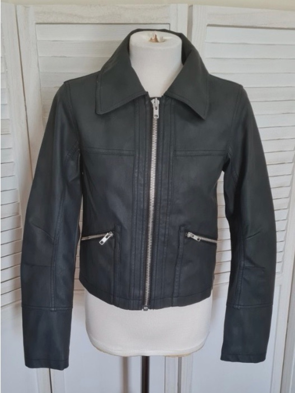 NWOT We The Free Black Vegan Leather Zip-Front Jacket
